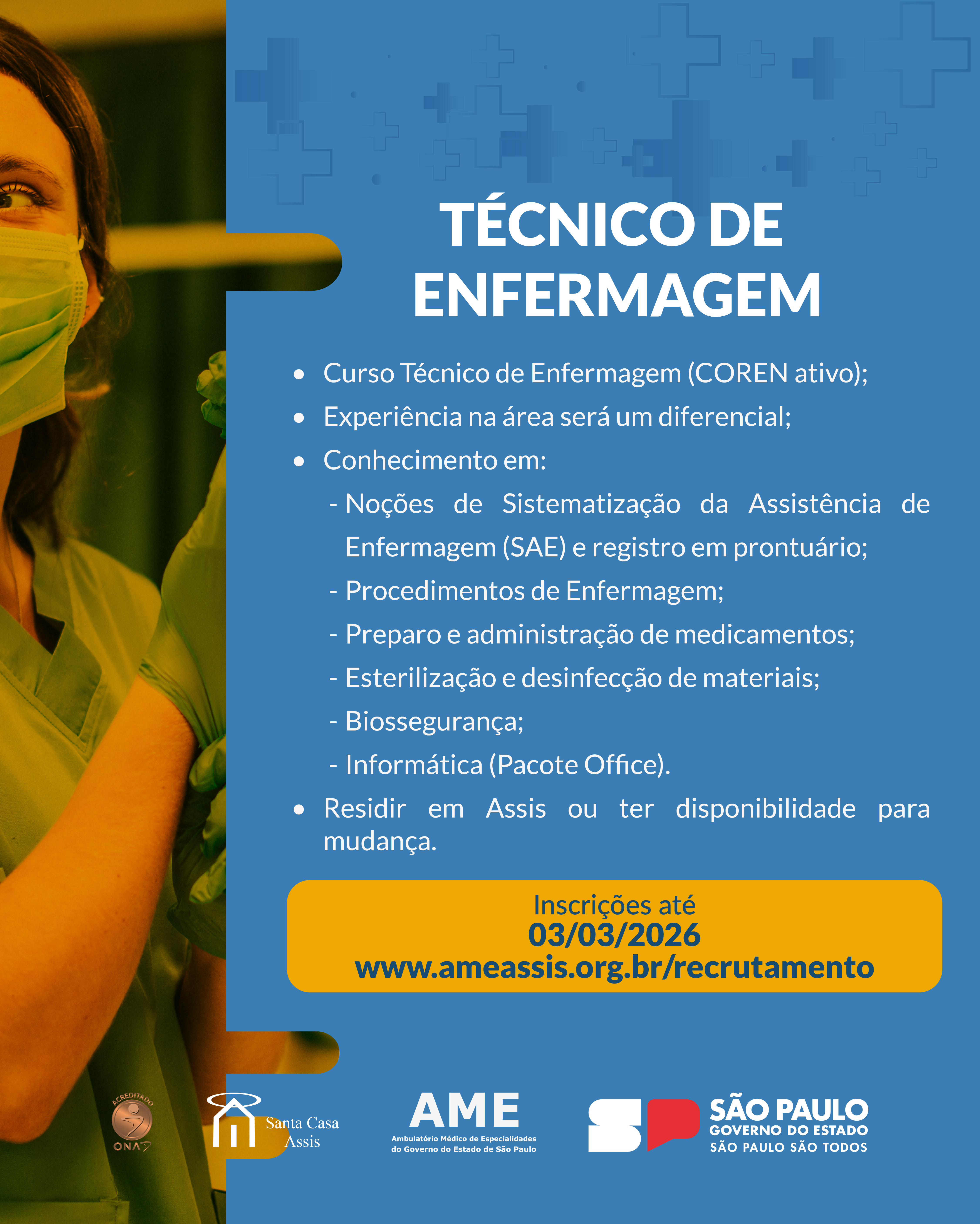 OPORTUNIDADE - TÉCNICO DE ENFERMAGEM