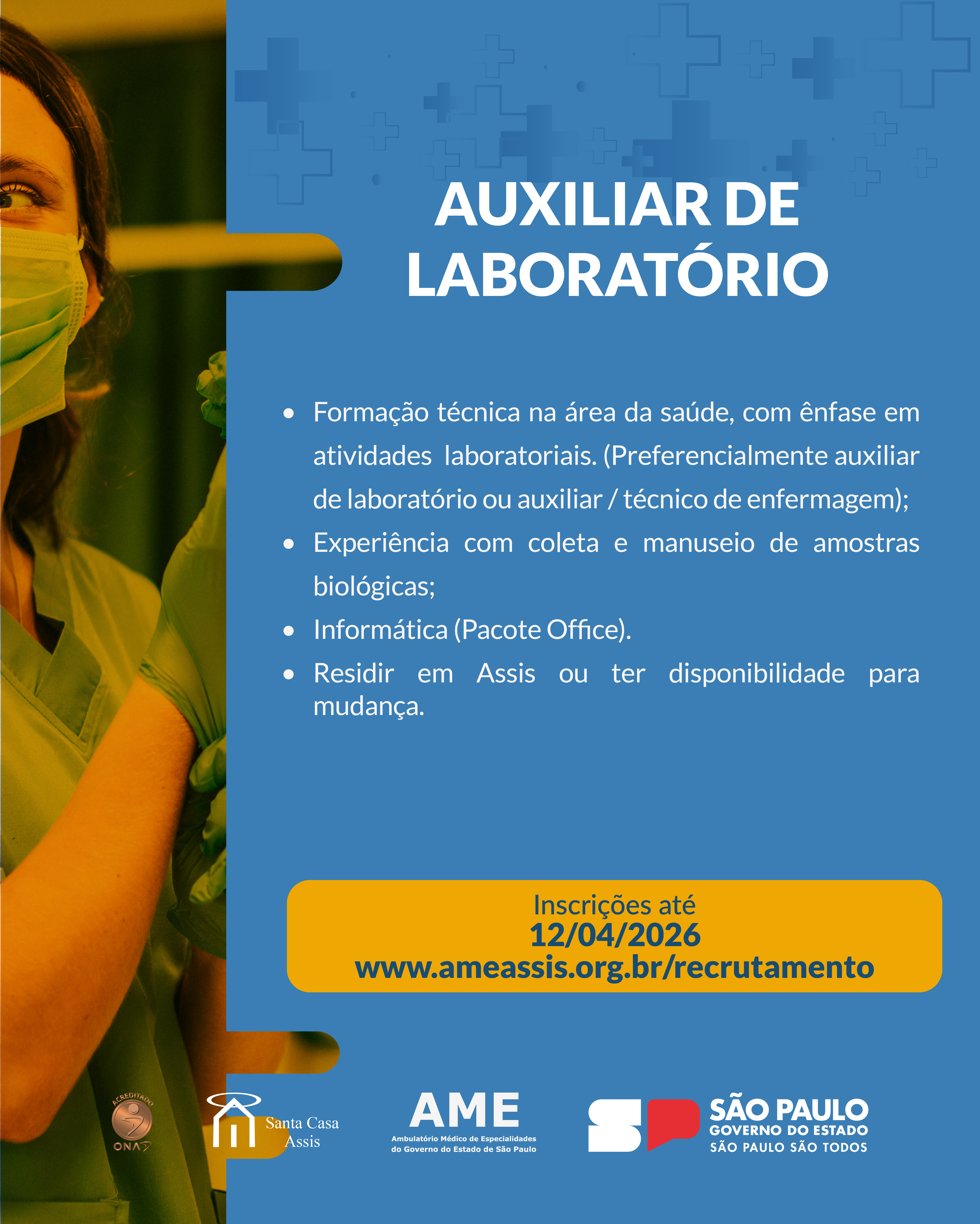 OPORTUNIDADE AUXILIAR DE LABORATÓRIO