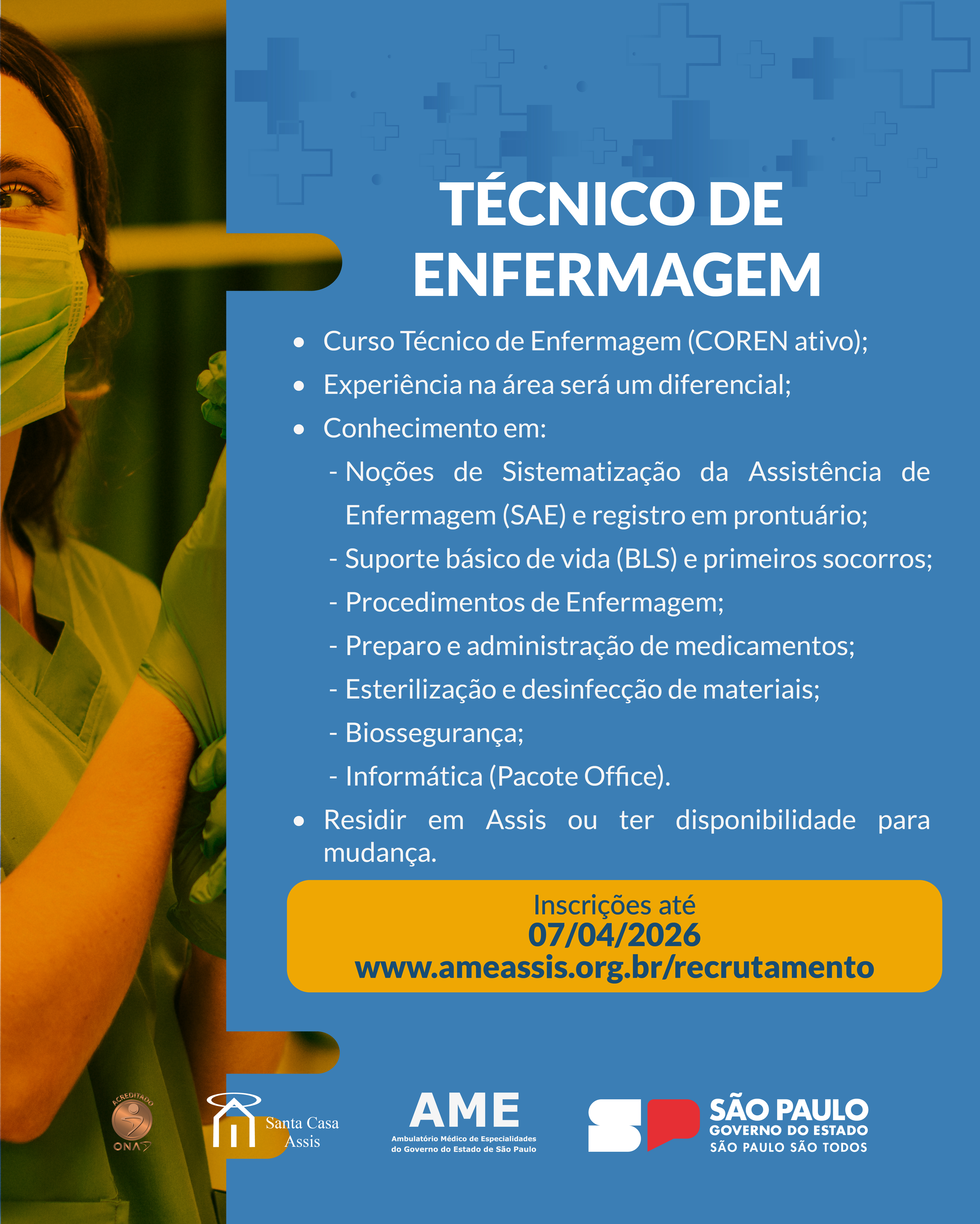 OPORTUNIDADE - TÉCNICO DE ENFERMAGEM